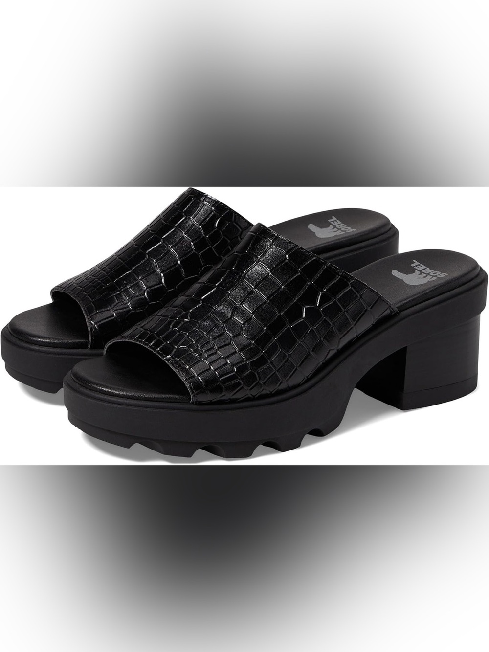 Sorel Joanie Heel Slide Sandals Black size 8 NWOT